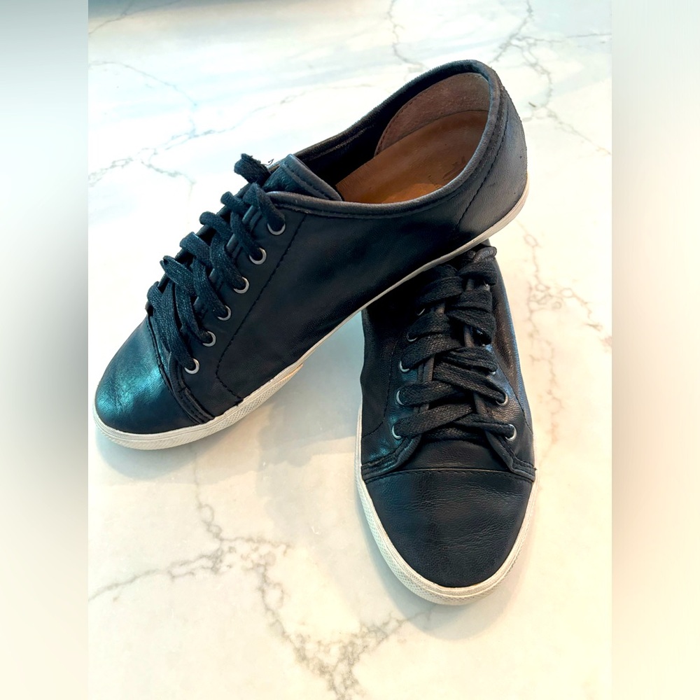 FRYE. Black leather sneakers. Size 9.5